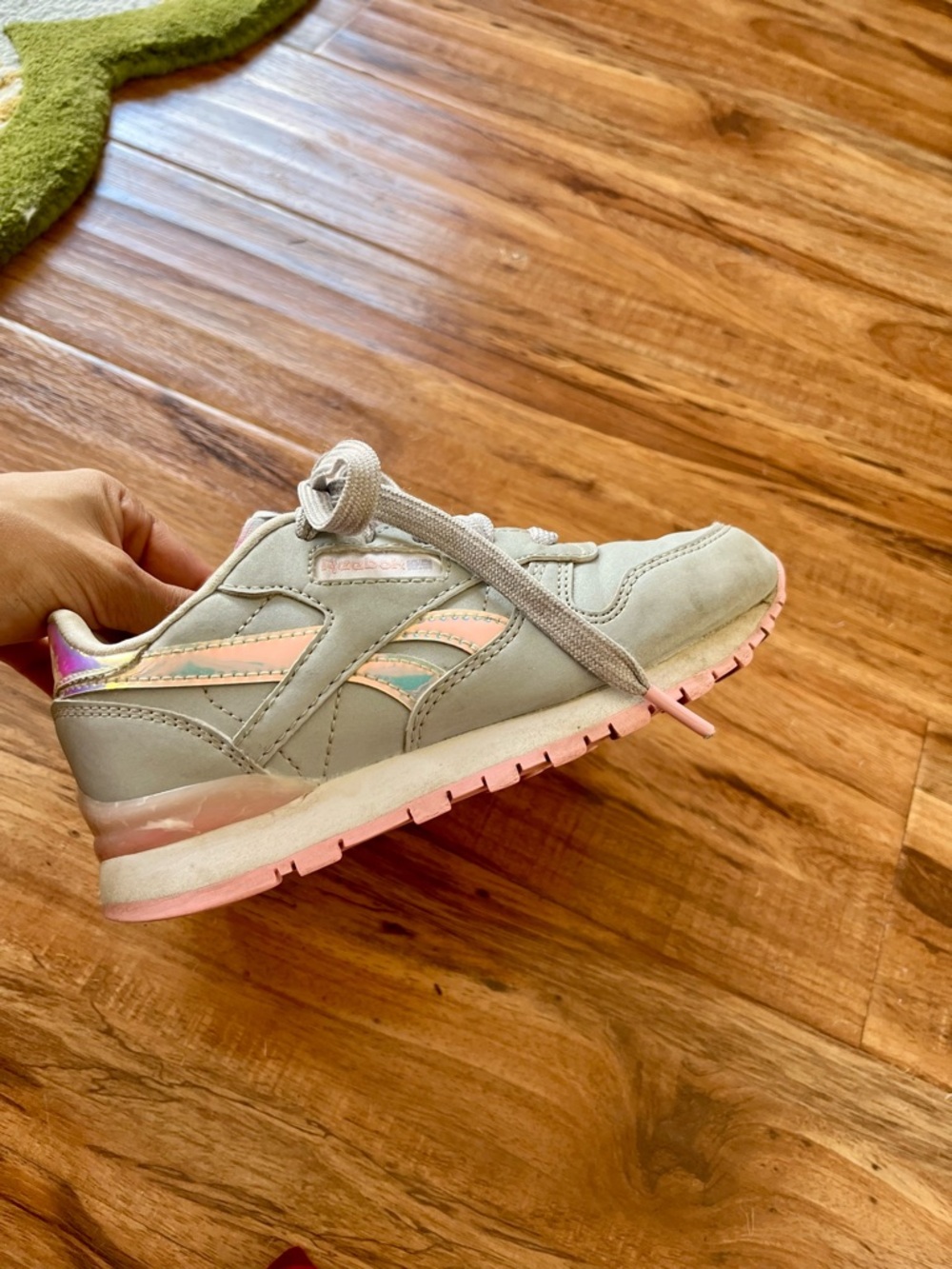 Kids Light Gray and Pink Light Up Reeboks